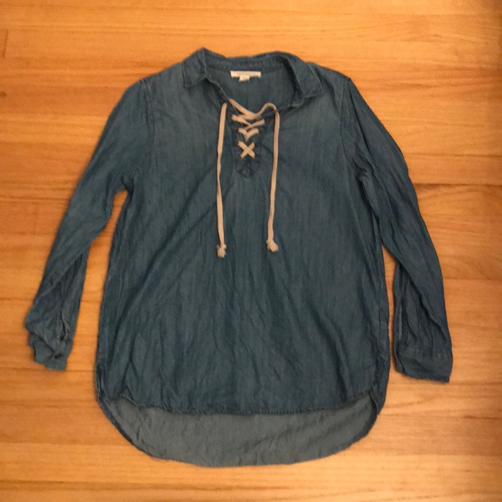 Denim tie blouse